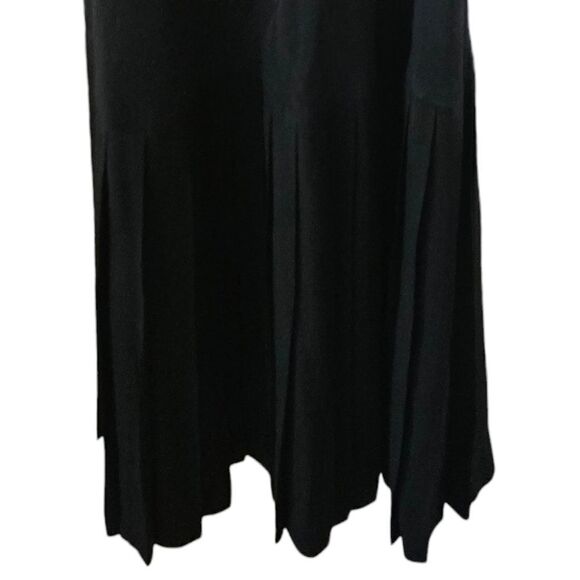 Vintage Black Satin Pleated Bottom Maxi Slip Dress - Picture 7 of 8
